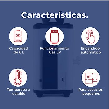 Calentador Paso Rápida Recuperación Calorex Poderus Gas LP 6 L