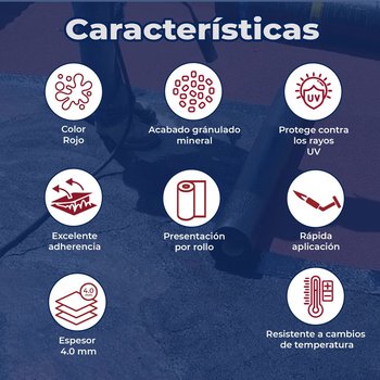 Imper prefabricado SBS superply 4.0 FP gravilla roja