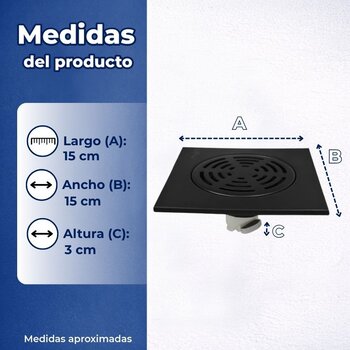 RESUMIDERO ACERO INOX 304 150X150 MM ACABADO NEGRO