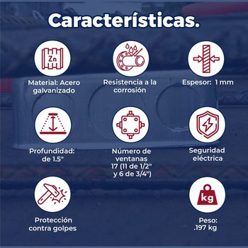 Caja Cuadrada Galvanizada Reforzada 4 x 4 pulg