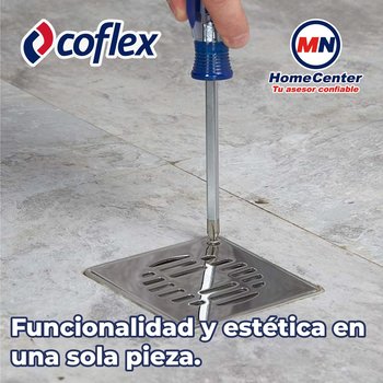 Coladera Cuadrada Coflex de Acero Inoxidable con rejilla PC-303