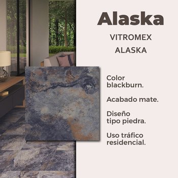 Piso Alaska Blackburn Tipo Piedra Vitromex 45x45 cm