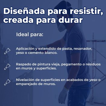 Espátula recta acero 4 Pulgadas BYP rígido con mango de plástico