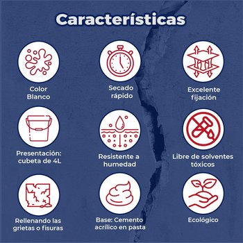 Resanador Grietas Cemento Acrílico Plasticril Blanco 4l