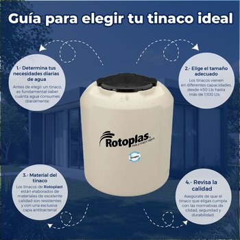 Tinaco Rotoplas Plus Beige 1100 L C/Herrajes S/Filtro 1.25X1.15