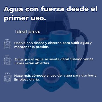 Bomba periférica 0.5 1/2 HP antibloqueo alt max 40 mtrs 127 V