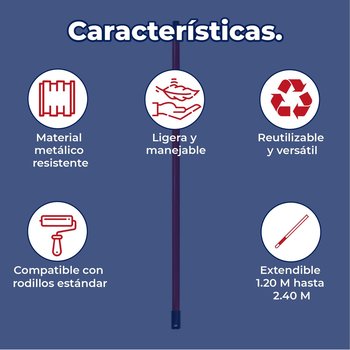 Extensión Para Rodillo Metálica Byp 120 cm Extendible a 240 cm