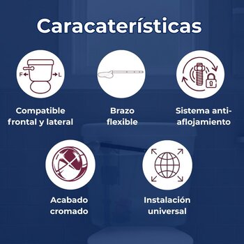 Palanca Para Sanitario Metálica Manija Platinada Frontal/Lateral