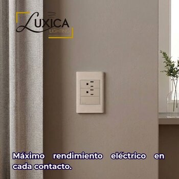 PLACA 1 APAGADOR SENCILLO Y 2 CONTACTOS DORADO LUXICA