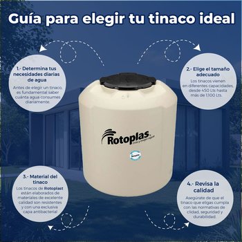 Tinaco Rotoplas Plus Beige 450 L C/Herrajes S/Filtro 98X87