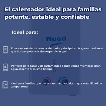 Calentador Paso 12 Lts Rugo Gas Nat Incluye Kit de Instalación