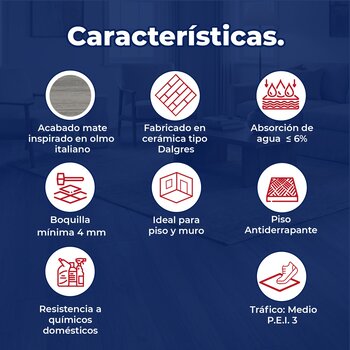 Piso Gray Living Wood Daltile 18X60 1.64M2 STD ZLW5