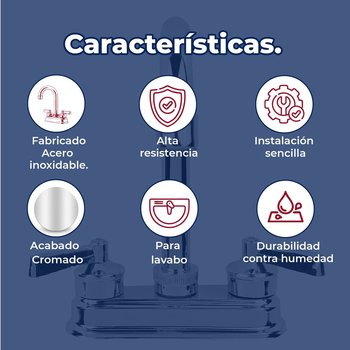 Llave Mezcladora Para Lavabo Rugo tipo Bar 10 cm Acabado cromo