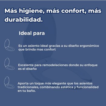 Asiento Para Sanitario Cierre lento Alargado Tapa Helvex AT-1