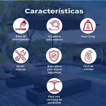 Base Para Sombrilla Jardín Redonda Color Negro