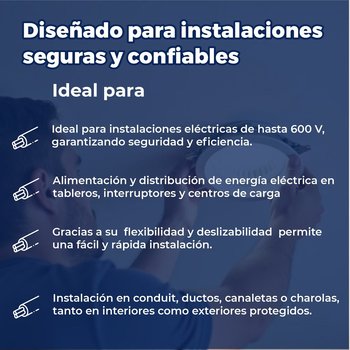 Cable Eléctrico Blanco Rollo de 100 M Calibre 12 THW-LS