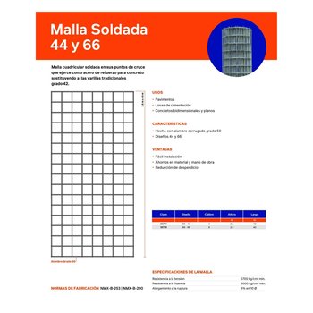 Malla Electrosoldada DeAcero 66-66 2.5 x 40 ML 100 m2