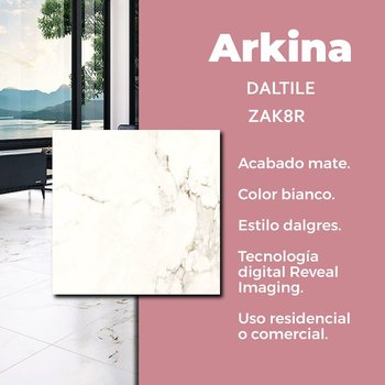 Piso Arkina Bianco Daltile 60x60 cm Rectificado