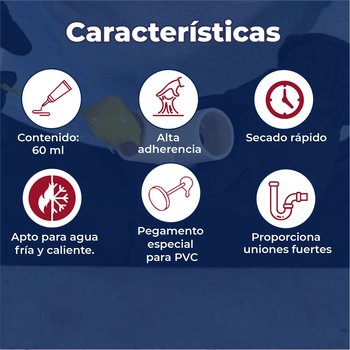 Pegamento CPVC Presto 60 ml 1/16 L Para Instalación Hidráulica