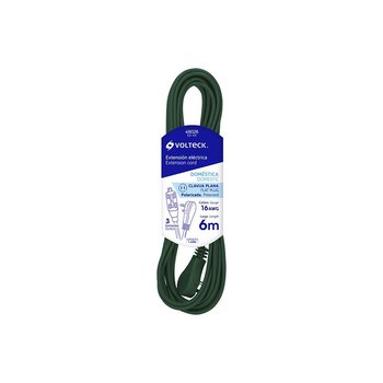Extensión Eléctrica Domestica 6 M Verde Clavija Plana