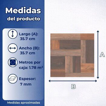Piso Tipo Madera Caoba Jarana Vitromex 35.7X35.7 1.78 M2