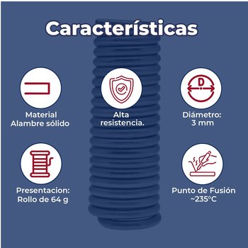 Soldadura de Estaño Solida Omega 50/50 3mm 64 Gramos