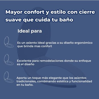 Asiento Sanitario Alargado Cierre Lento Helvex Marfil AT-1-M