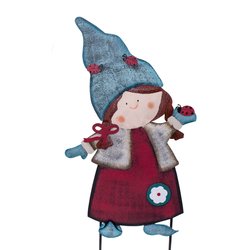 Estaca decorativa para jardín figura Gnomo Fem Mariquita 56 cm Estaca decorativa para jardín figura Gnomo Fem Mariquita 56 cm