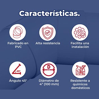 Codo PVC Sanitario 4 45 Grados 100 mm