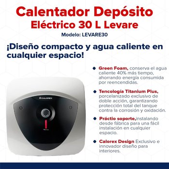 Calentador Depósito Eléctrico 30 L Levare 1 Servicio