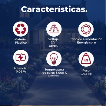 Luminario solar led jardín estaca recargable 5000K clue negro