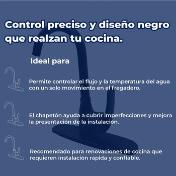 Llave Monomando al Piso Para Fregadero Rugo Acabado Negro