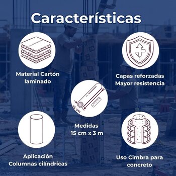 Tubo para Cimbra de Cartón 15 cm x 3 m