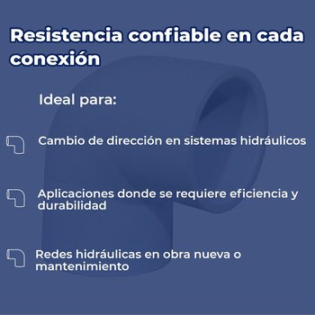 Codo PVC Hidráulico Cedula 40 90 x 50 mm2