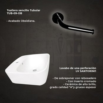 Paquete Griferia Obsidiana y Lavabo Helvex
