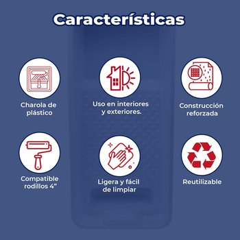 Charola Byp Reforzada Para Rodillo de 4" Pulg Uso Profesional