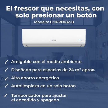 MINISPLIT INVERTER 1.5 TONELADAS FRIO CALOR 220V PRIME