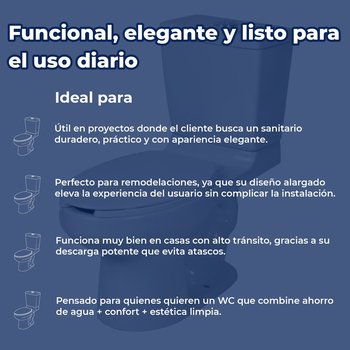 Sanitario WC Alargado Blanco Helvex 4.8 L Bolmen 16