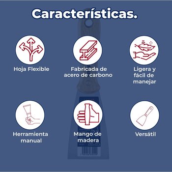 Espátula Flexible 2" Con Mango de Madera Truper