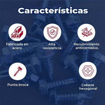 Tornillo Punta Broca Cabeza Hexagonal 10 mm x ¾ pulg