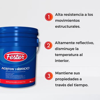 Impermeabilizante acril poliuret Fester Acriton Hibrido bco 19L