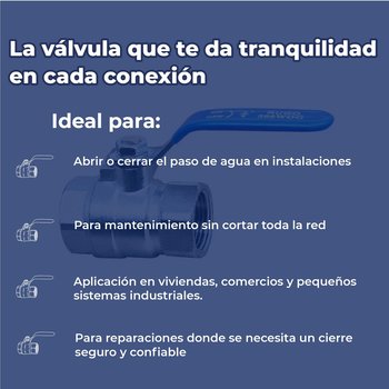 Válvula de Esfera Roscable Rugo 13 mm ½ pulgada