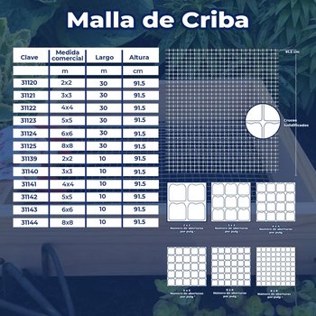Malla Criba DeAcero 5 x 5 0.91 M
