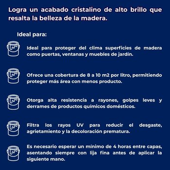 Barniz Poliuretano Brillante Nogal Claro 1 L Para Madera