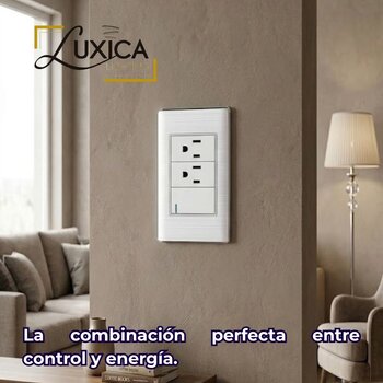 Placa Con 1 Apagador Sencillo y 2 Contactos Color Blanco Luxica