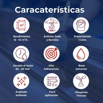 Barniz Poliuretano Brillante Roble Claro 1 L