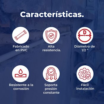 Tubo PVC Hidráulico Cementado 1/2 Cedula 40 6 m