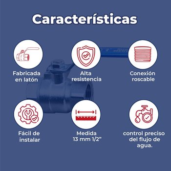 Válvula de Esfera Roscable Rugo 13 mm ½ pulgada
