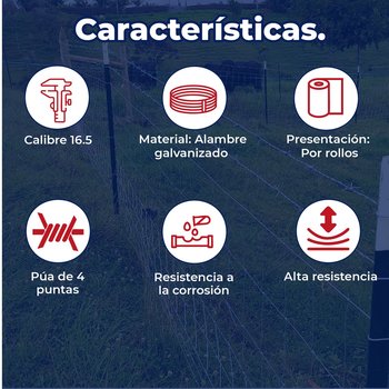 Alambre Púas Vaquero 360 m Cal 16.5