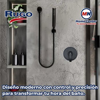 Llave Monomando Para Regadera de Empotrar Rugo Acabado Negro